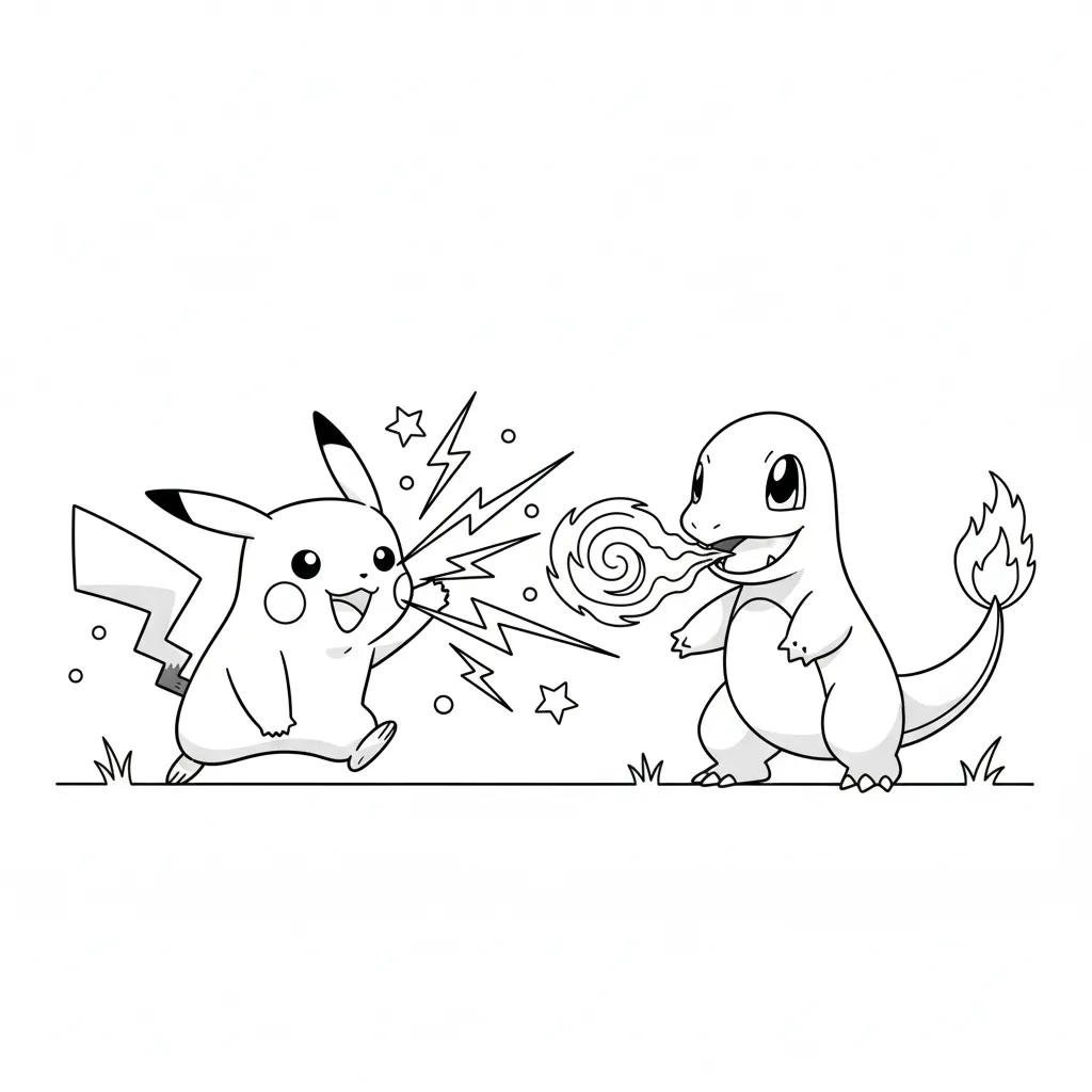 Pikachu 5 para colorear gratis en línea