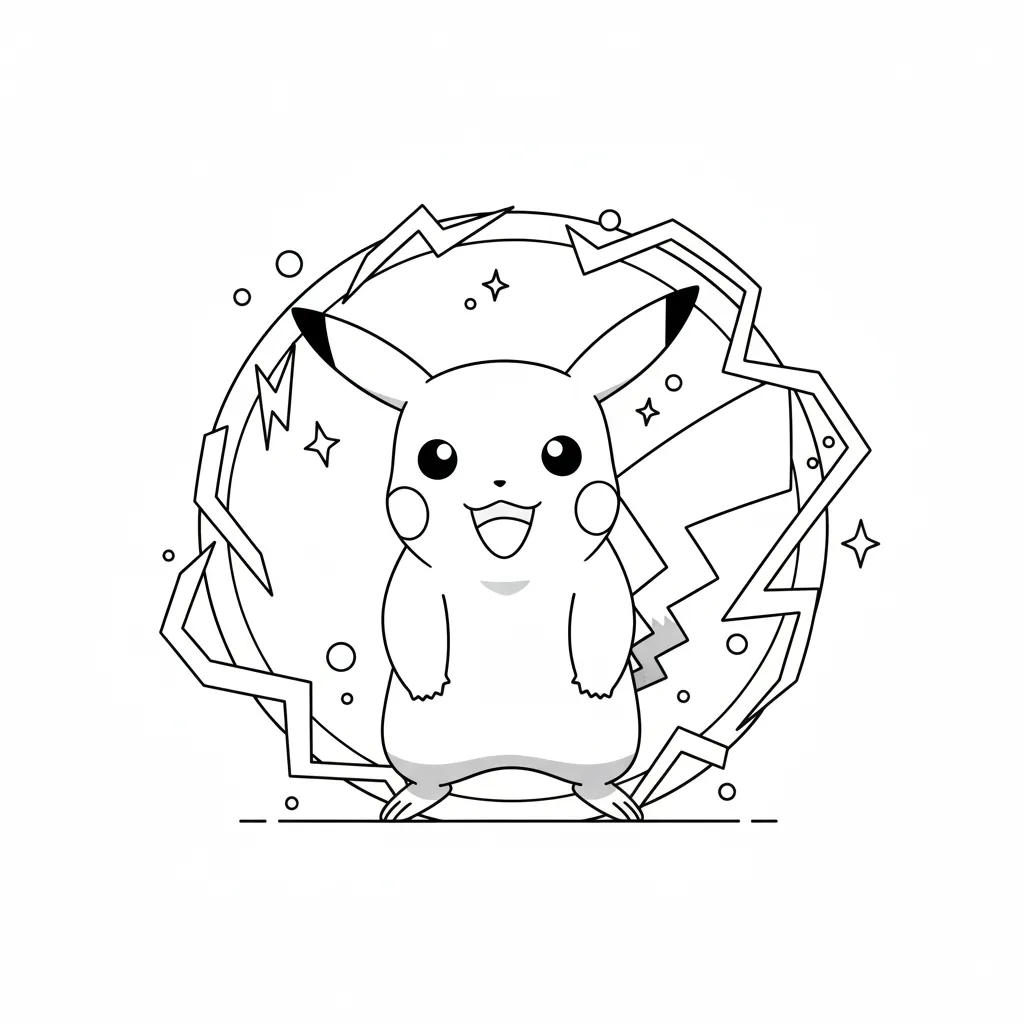 Pikachu 8 para colorear para imprimir pdf gratis