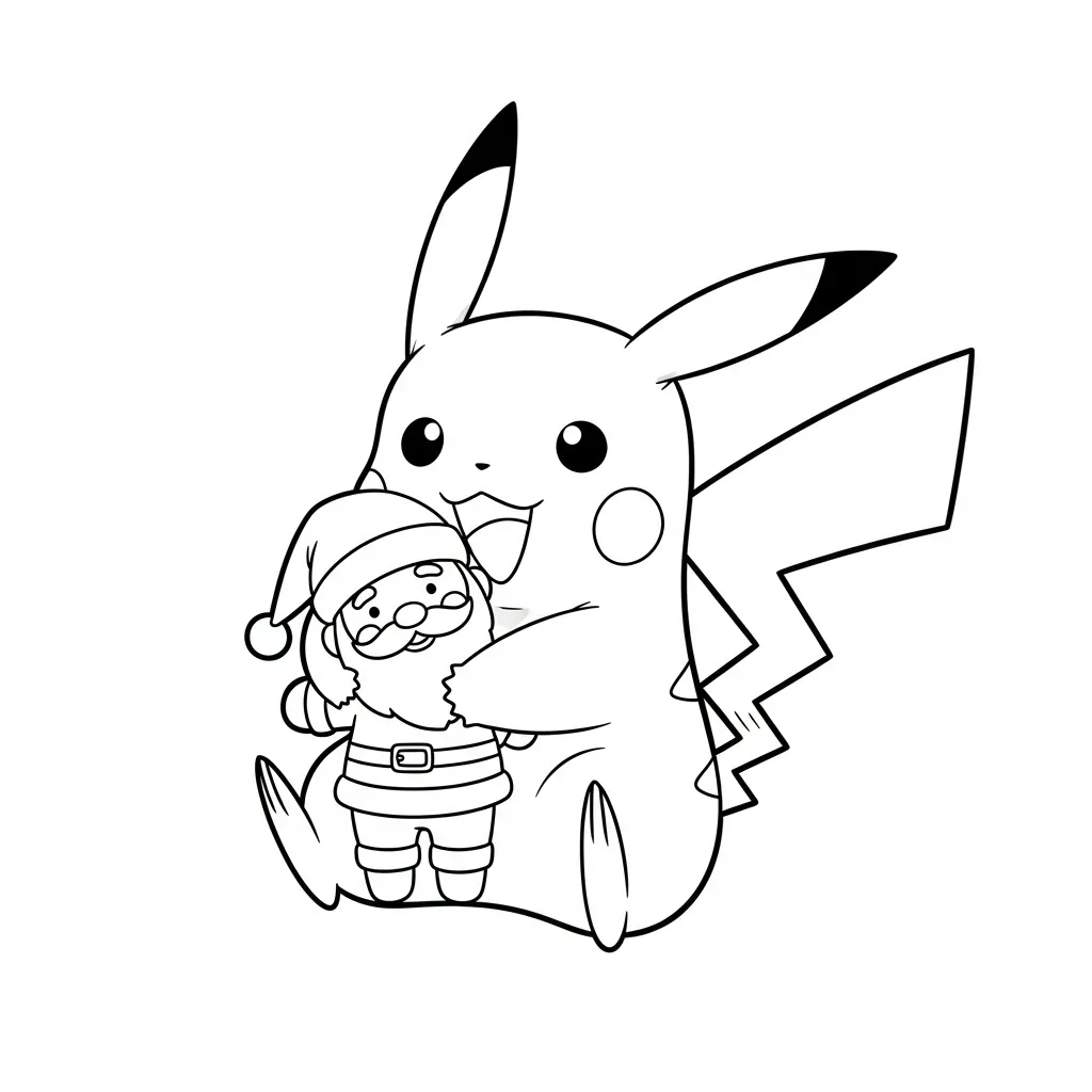 imprimir Pikachu De Navidad para colorear gratis 1