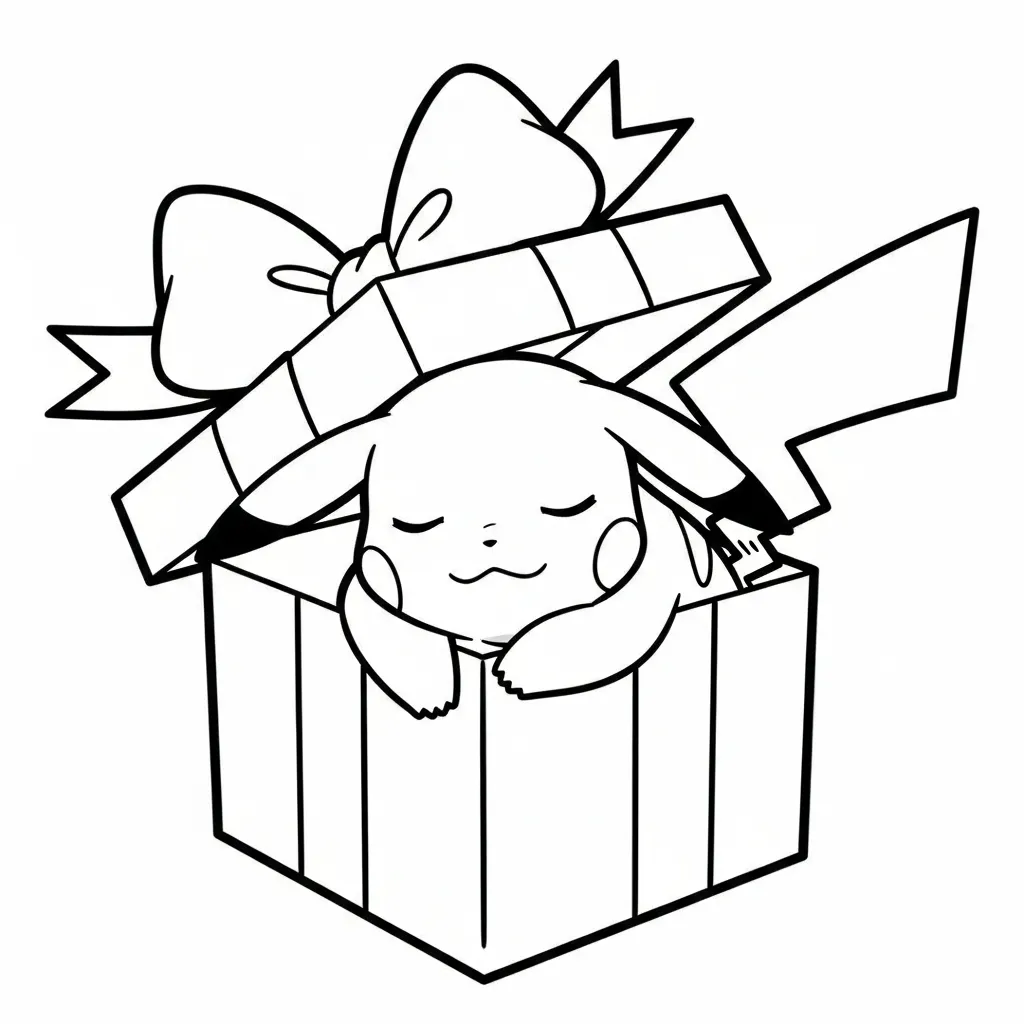 Pikachu De Navidad para colorear para primaria