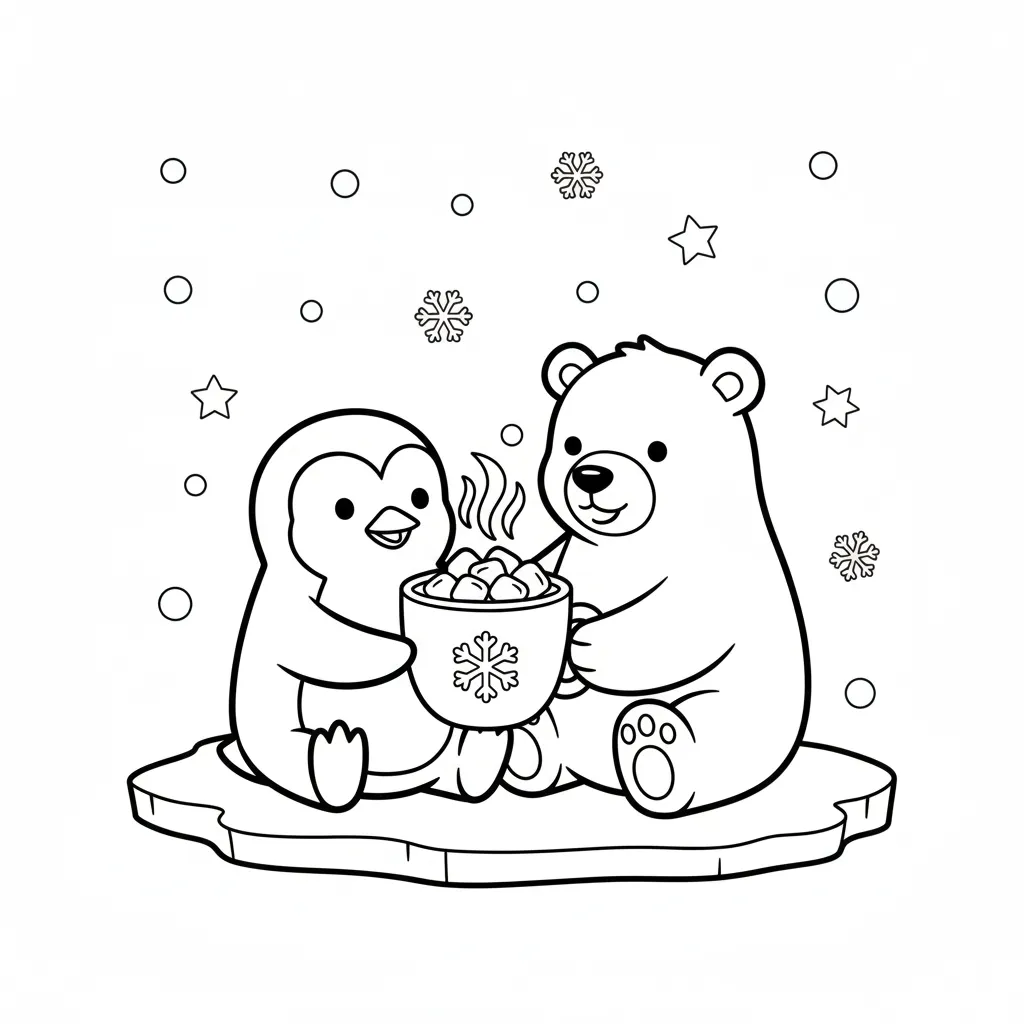 Pingüinos 1 para colorear para niños para imprimir gratis