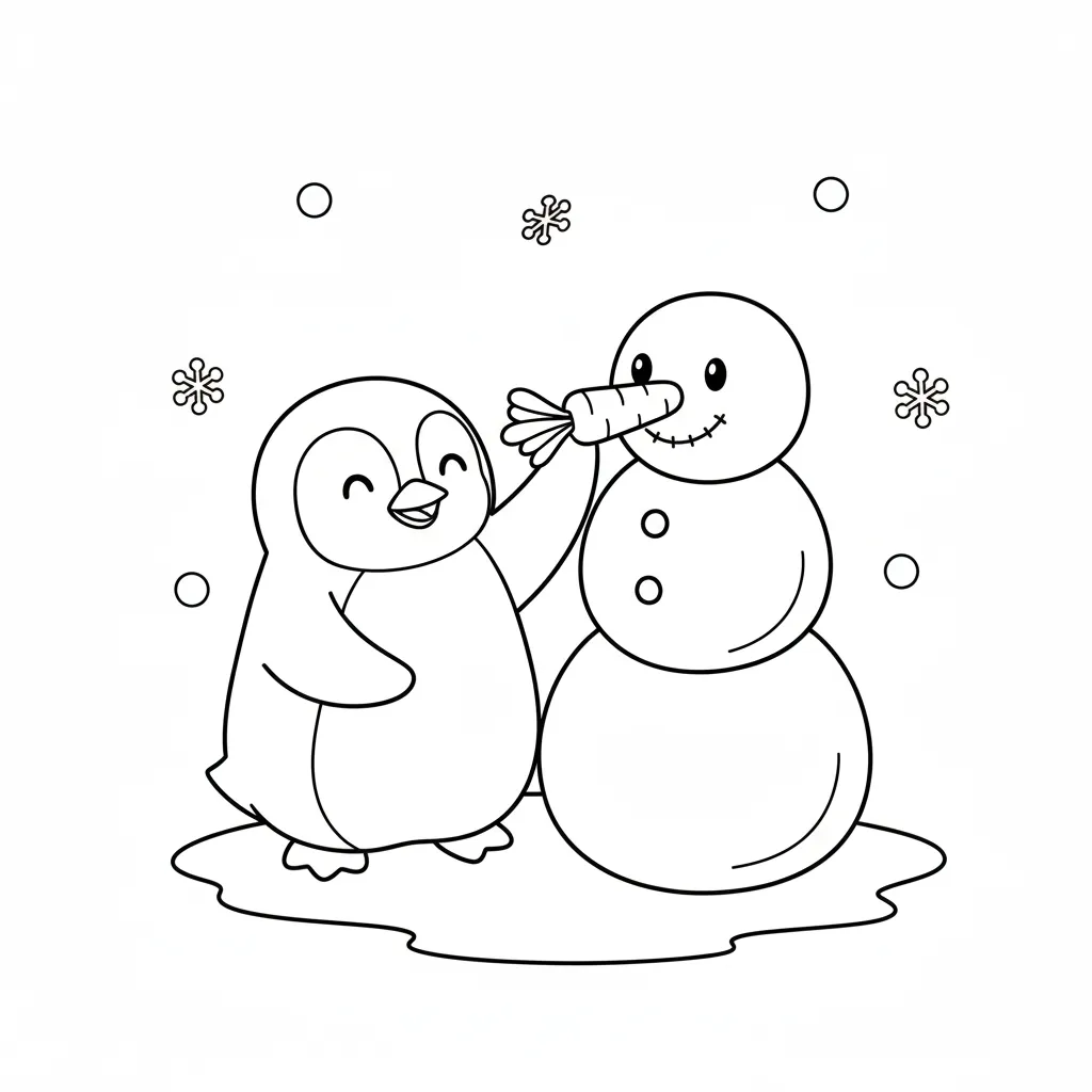 Pingüinos 16 para colorear y recortar para imprimir