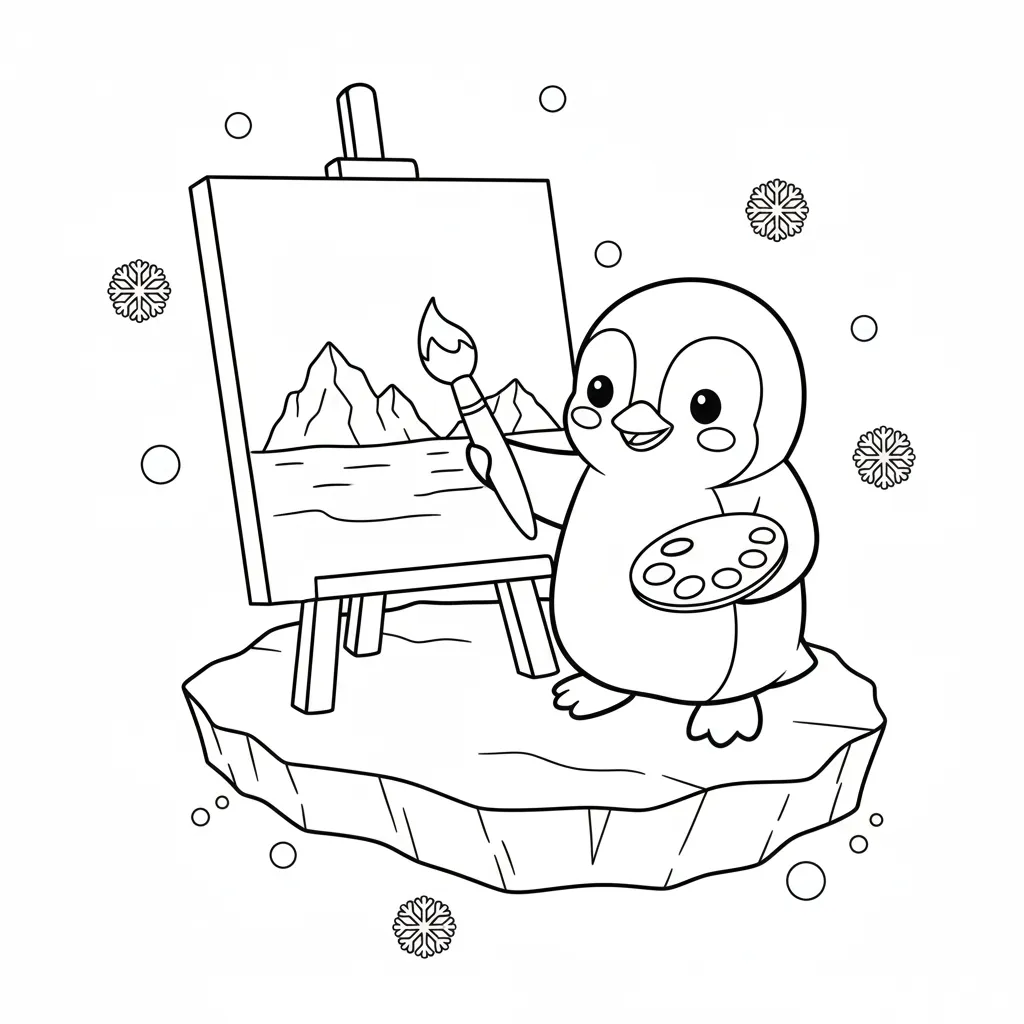 Pingüinos 7 para colorear para imprimir para niño de 3 años