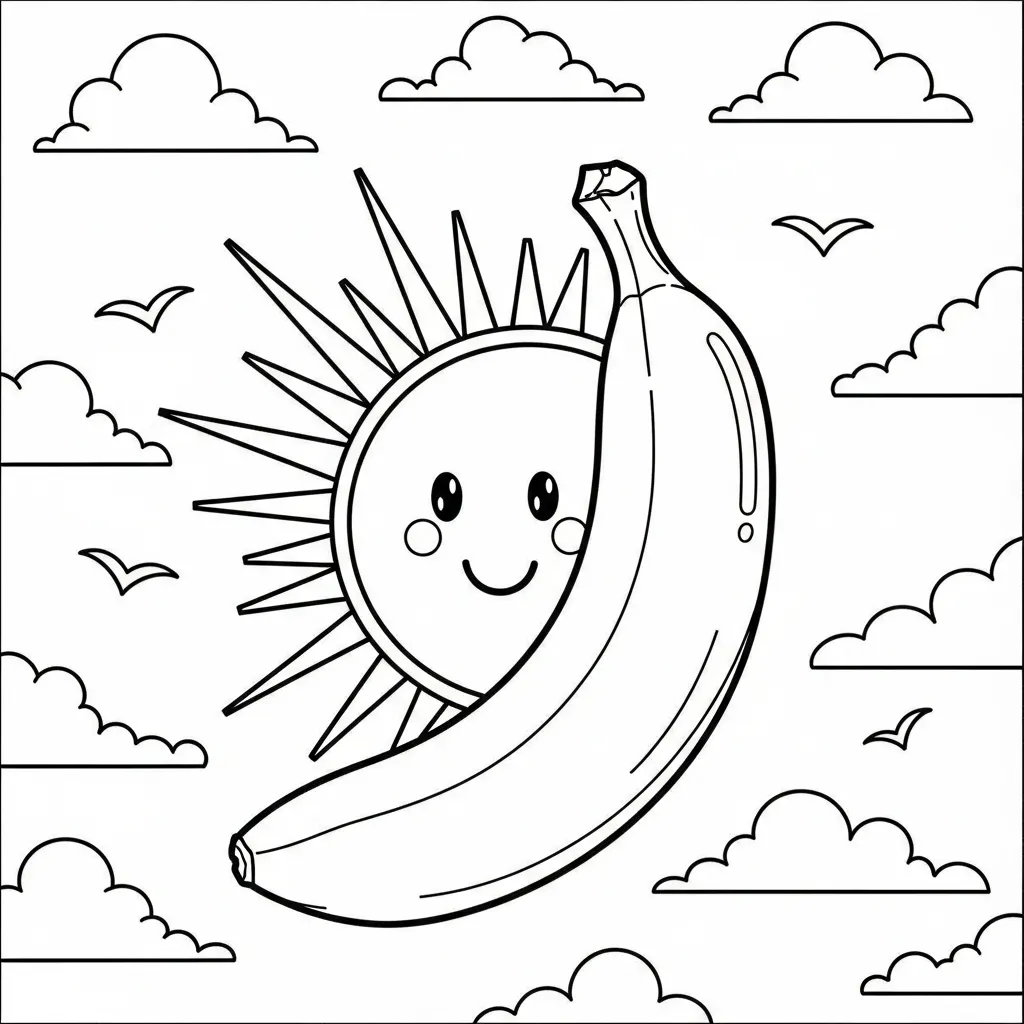 Platano para colorear para bebé para imprimir