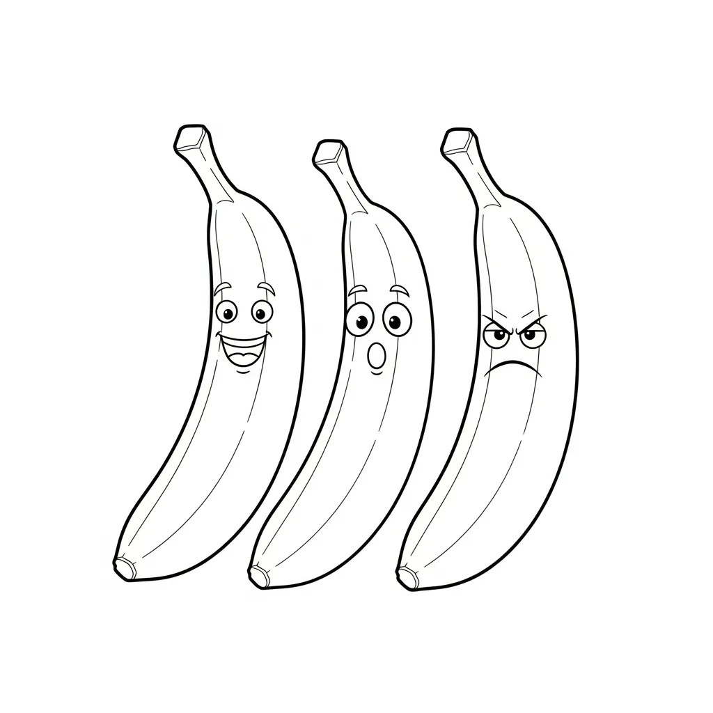 Platano para colorear gratis para niños