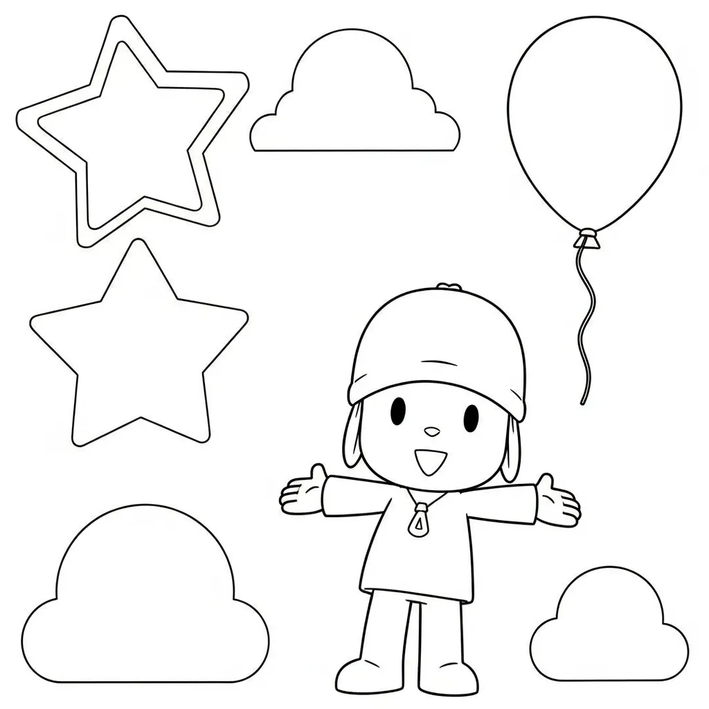 Pocoyó para colorear gratis para niños 1