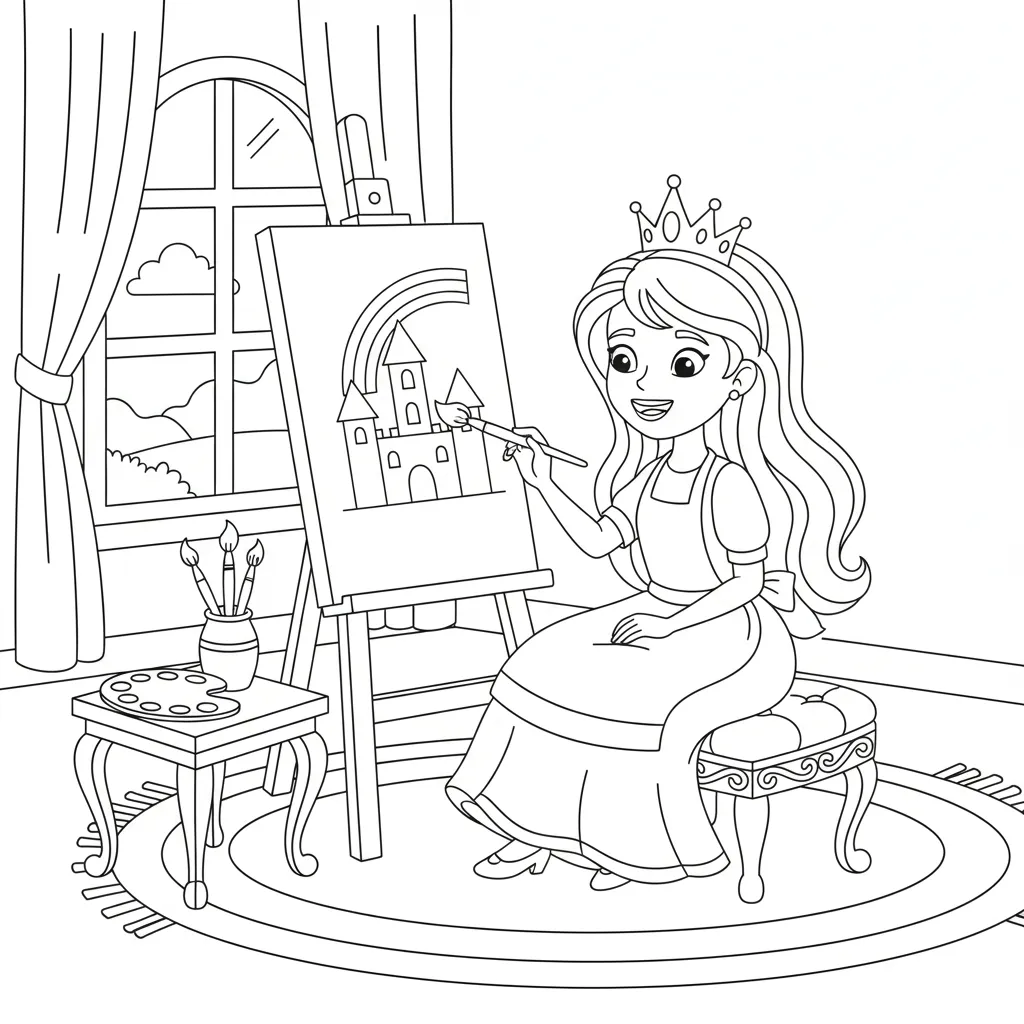 Princesas 5 para colorear para niños para imprimir