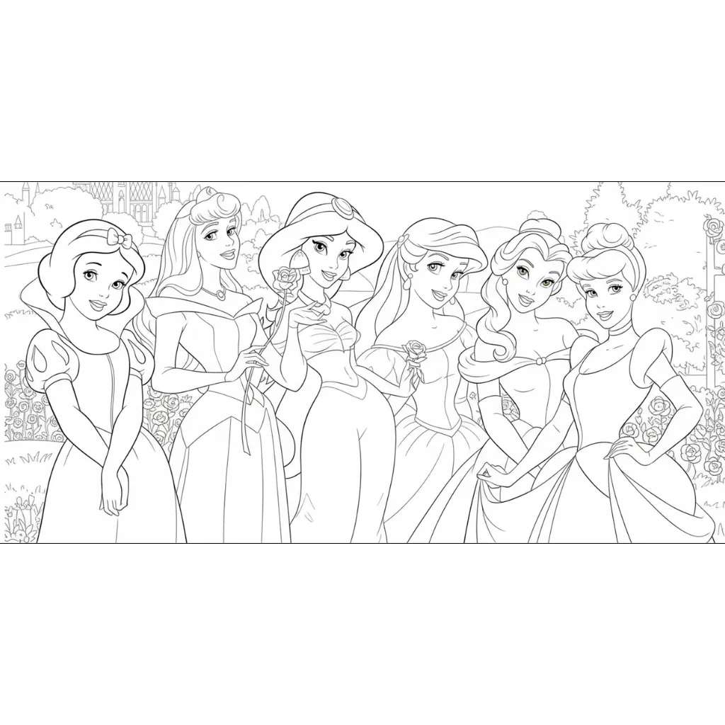 Princesas Disney 16 para colorear y recortar para imprimir gratis