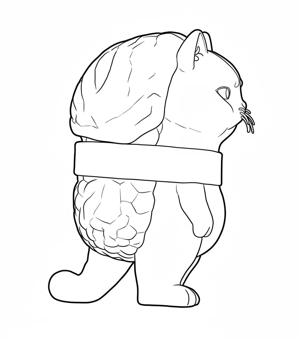 Pussini Sushini para colorear y recortar para imprimir gratis