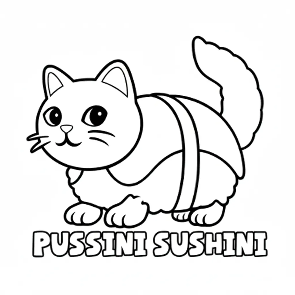 Pussini Sushini para colorear para niños para imprimir