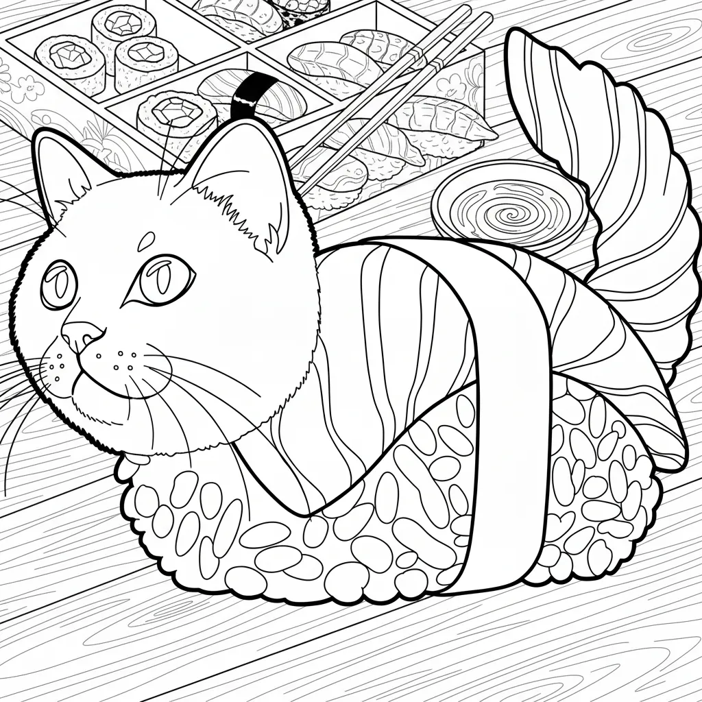 Pussini Sushini para colorear en línea 2