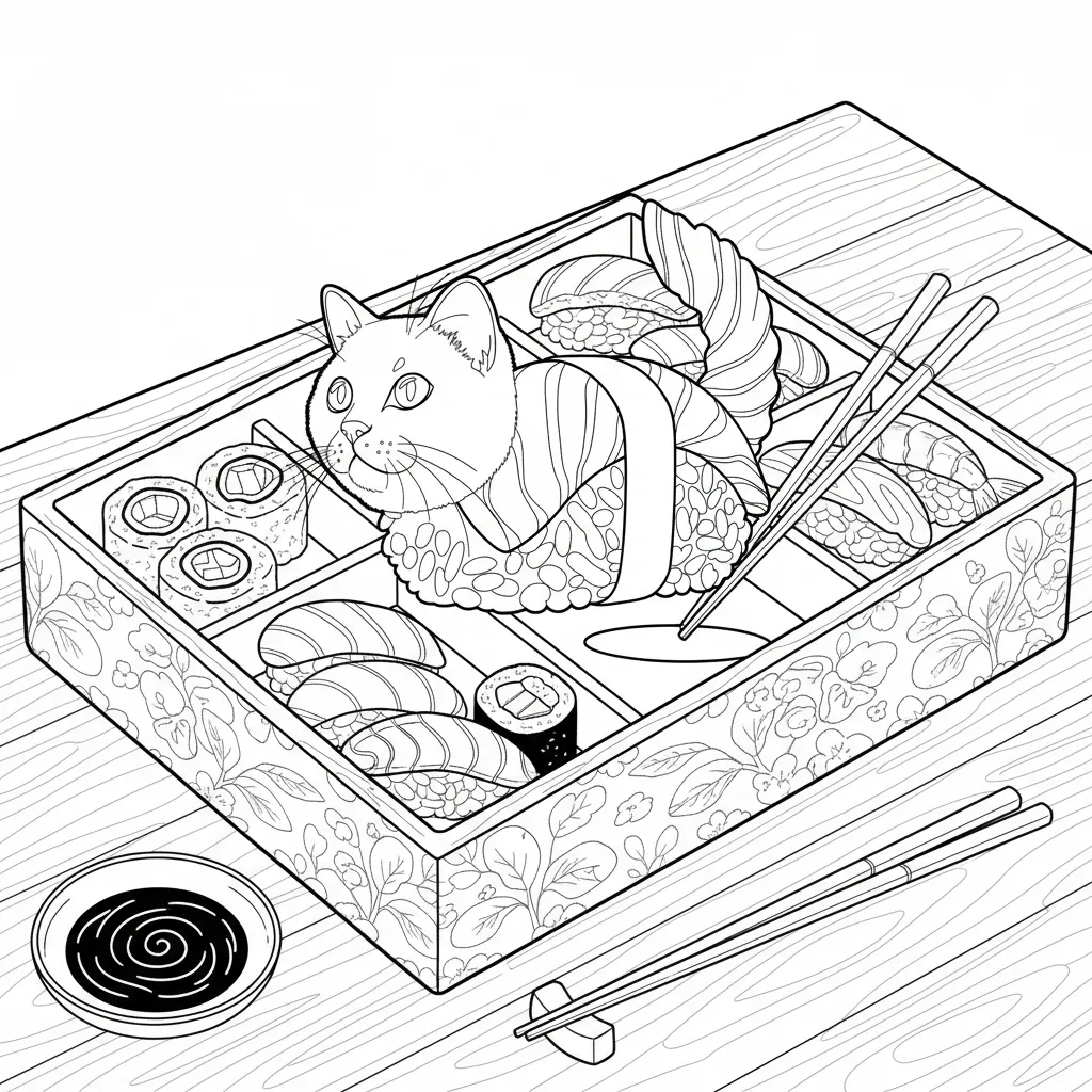 Pussini Sushini para colorear para descargar