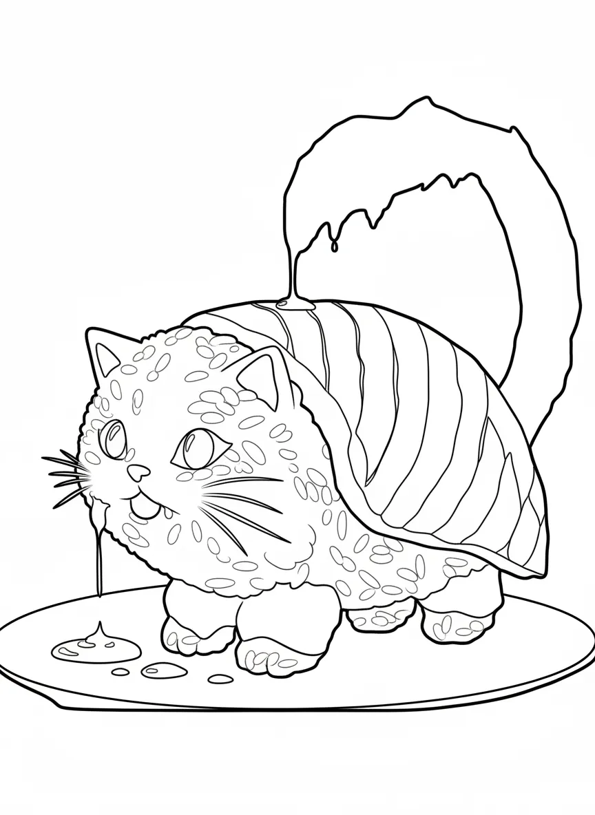 Pussini Sushini para colorear para imprimir para niño de 4 años