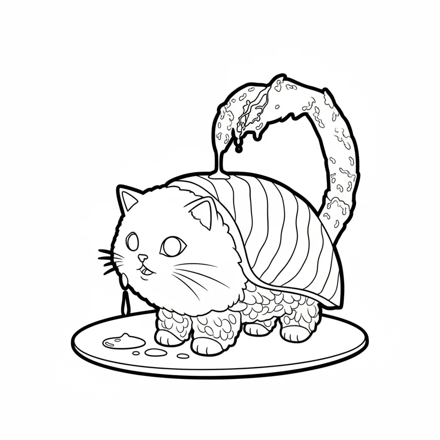 Pussini Sushini para colorear para imprimir para niño de 8 años