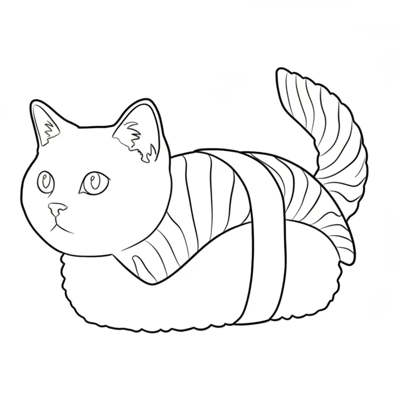 Pussini Sushini para colorear para imprimir para niño de 3 años