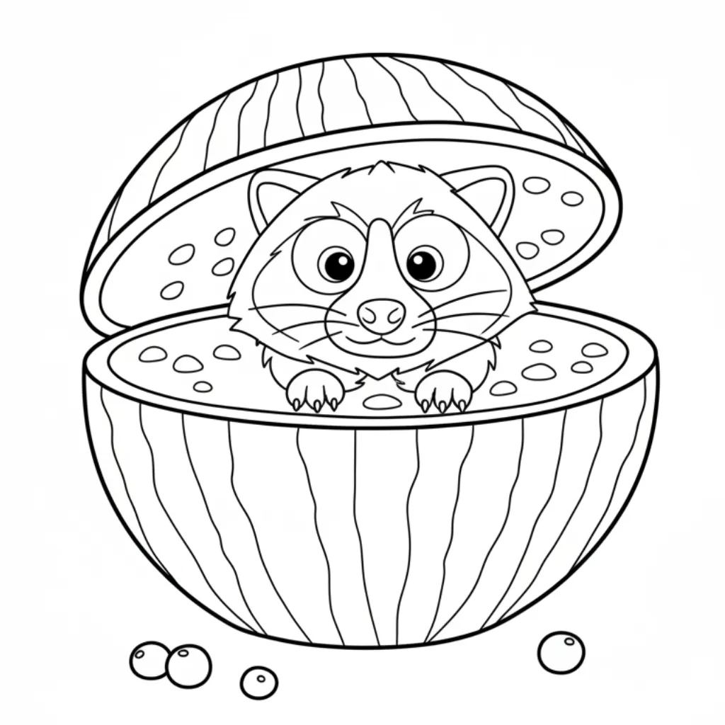 descargar Raccooni Watermelunni 1 para colorear gratis