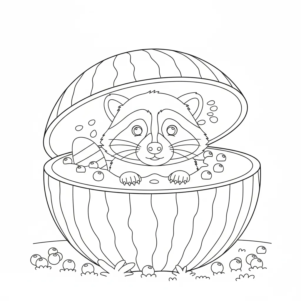 imagen para colorear Raccooni Watermelunni 5 niño