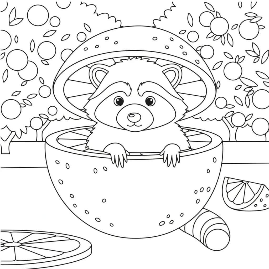 Raccooni Watermelunni 6 para colorear para niño de 2 años