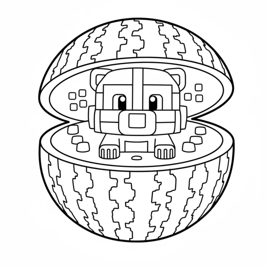 Raccooni Watermelunni 7 de niño para colorear para imprimir