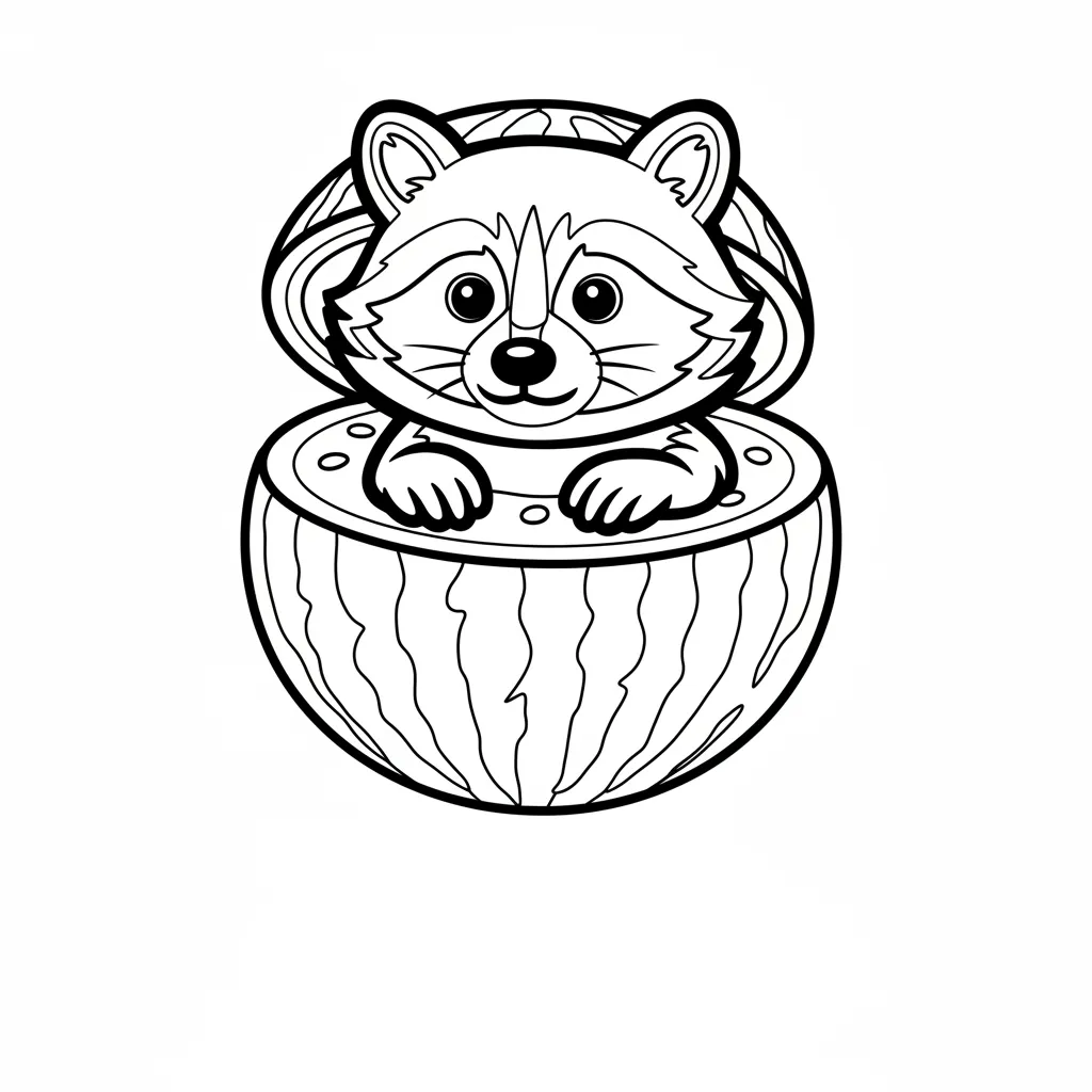 Raccooni Watermelunni 8 para colorear y aprendizaje