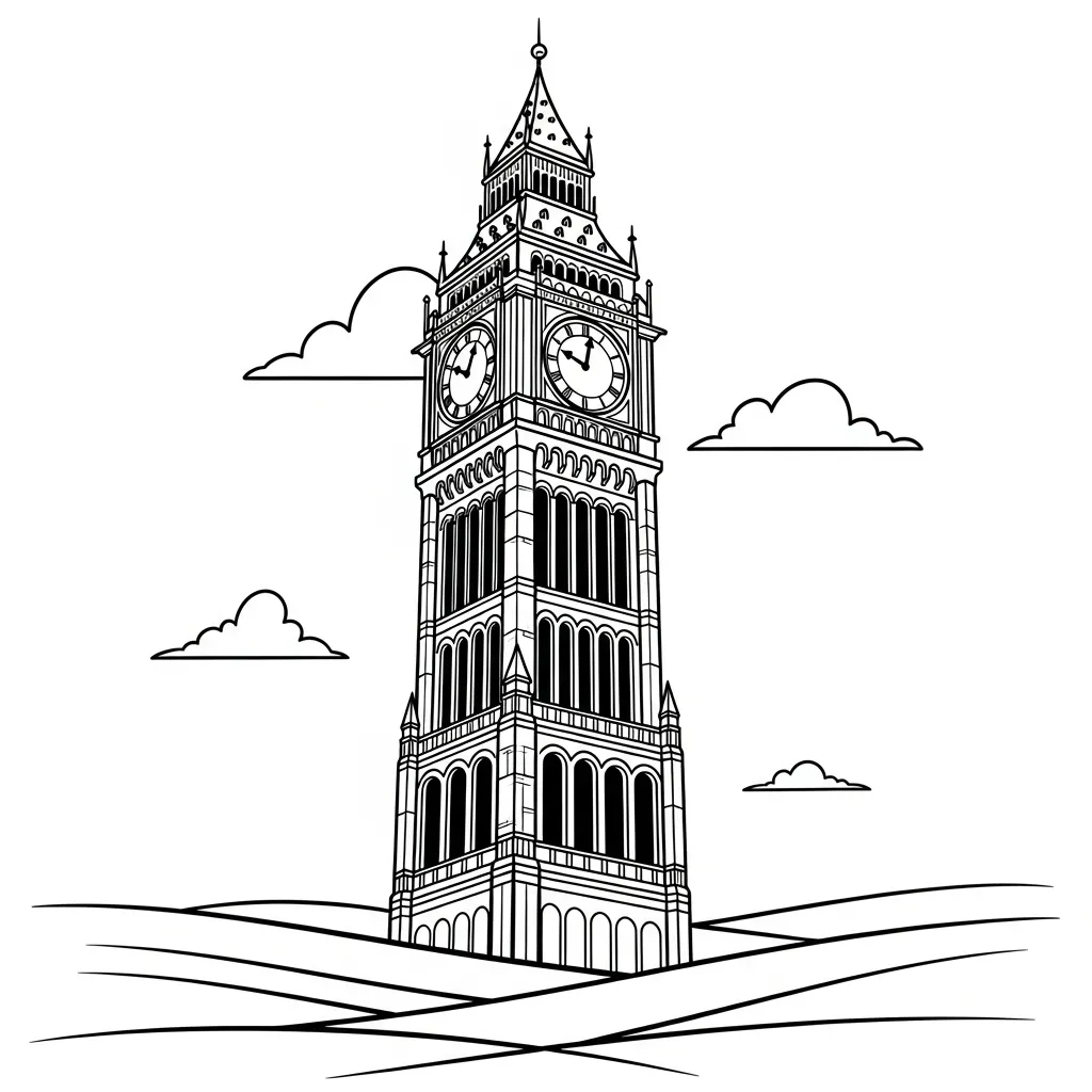 imprimir Reloj para colorear para niño