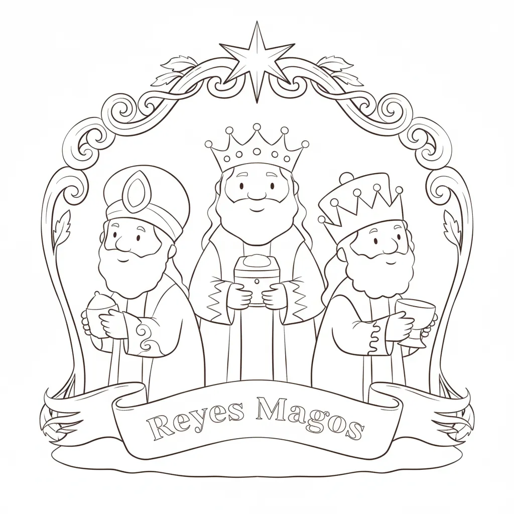 Reyes Magos para colorear gratis para niños