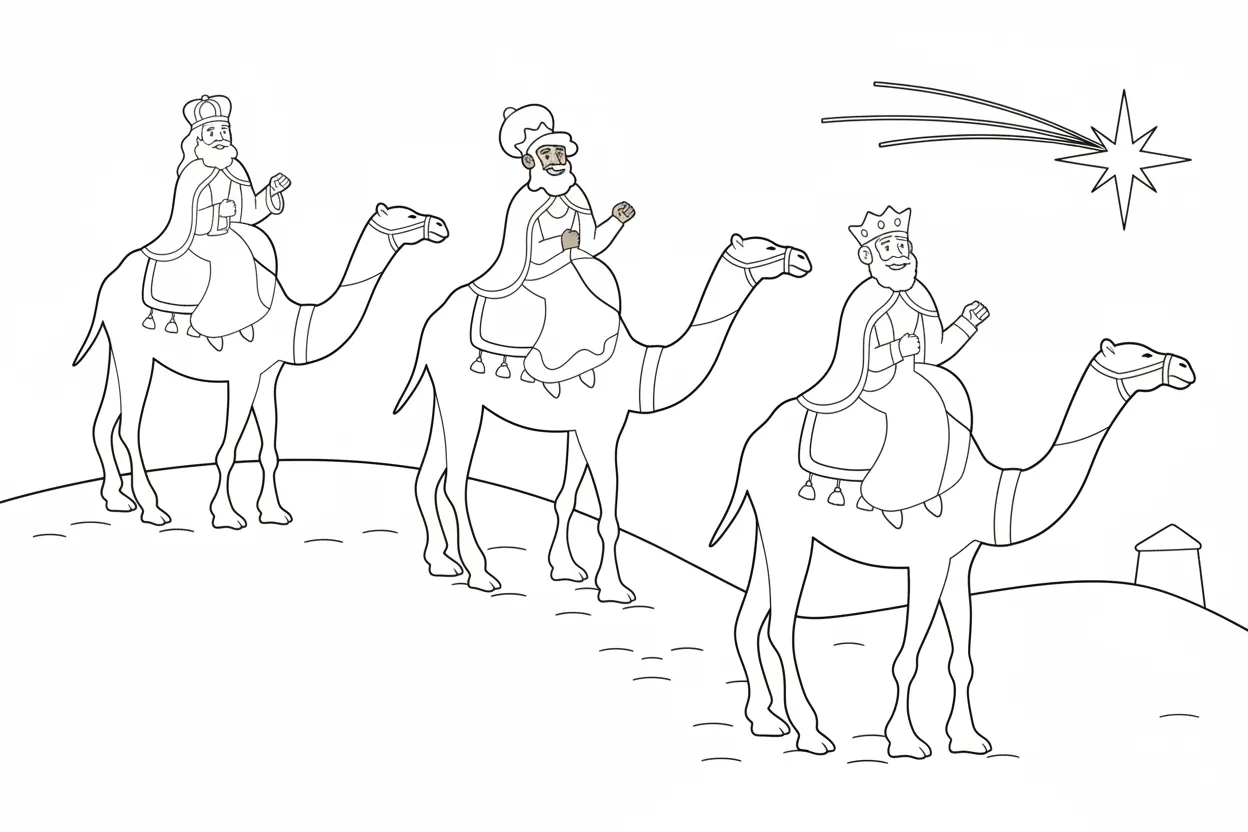 Reyes Magos para colorear gratis para niños 1