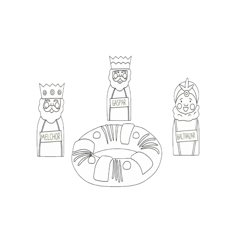 Reyes Magos para colorear para imprimir kawaii