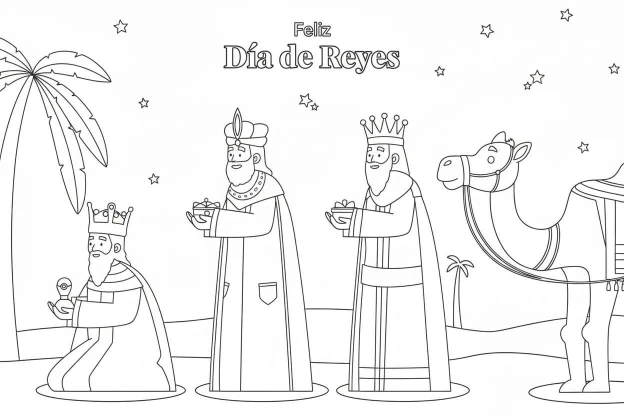 Reyes Magos para colorear para imprimir a4