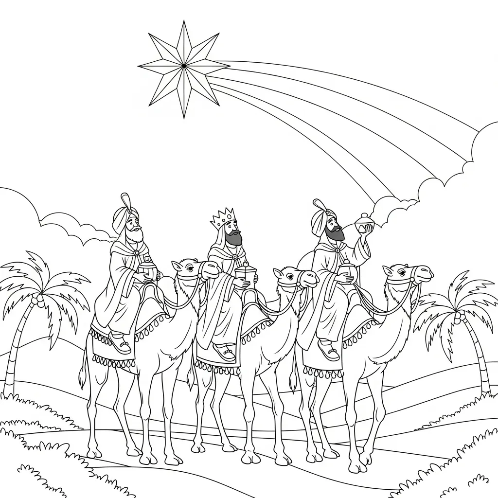 Reyes Magos para colorear en línea