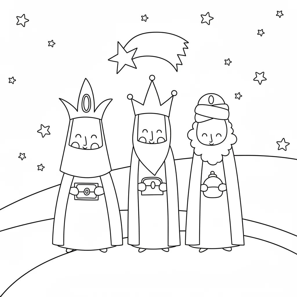 Reyes Magos para colorear para bebé para imprimir