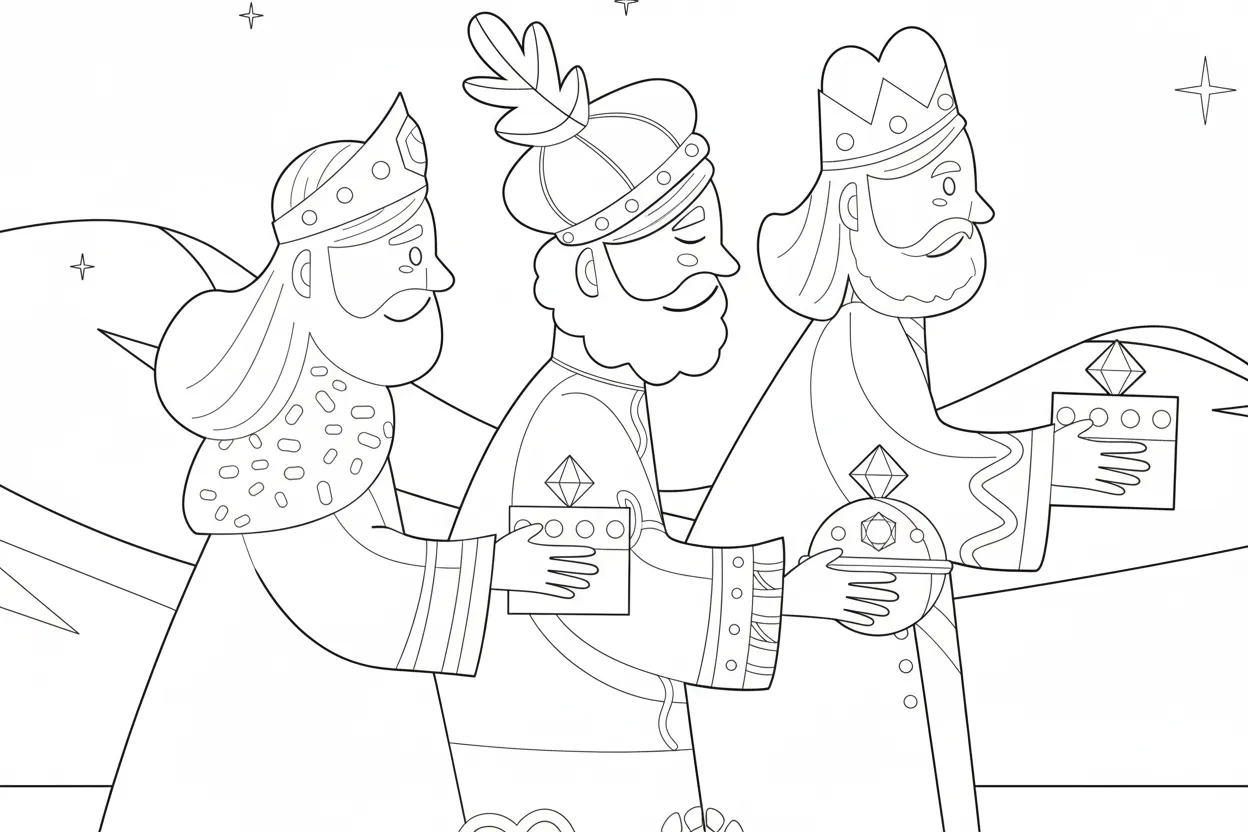 Reyes Magos para colorear para niño de 3 años