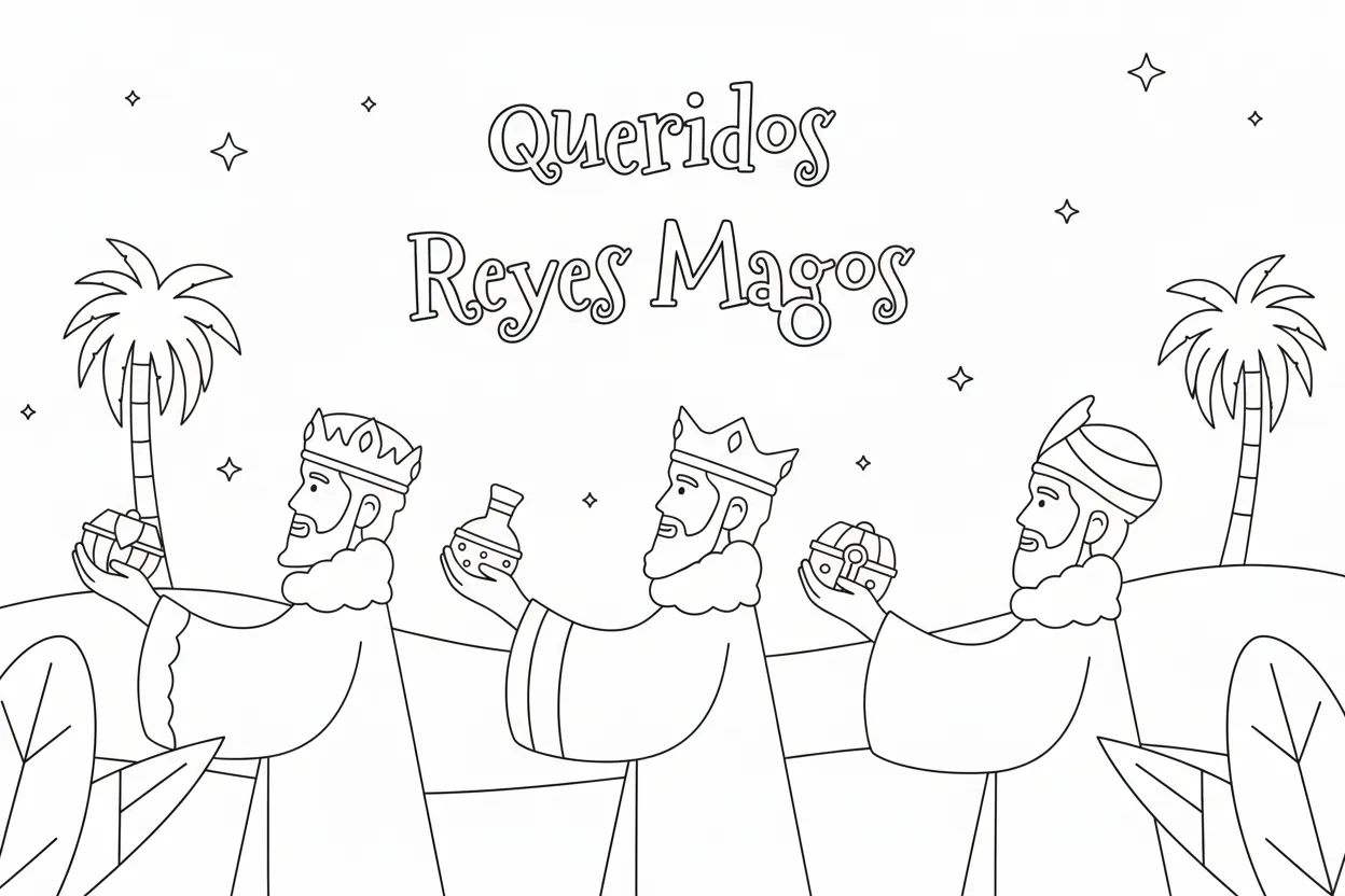 Reyes Magos para colorear para descargar
