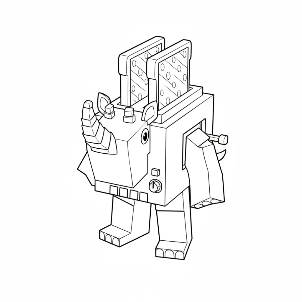 Rhino Toasterino 1 para colorear para imprimir para niño de 7 años