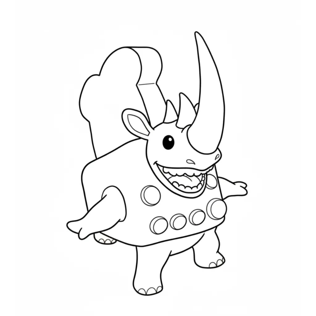 Rhino Toasterino 3 para colorear en línea para niño