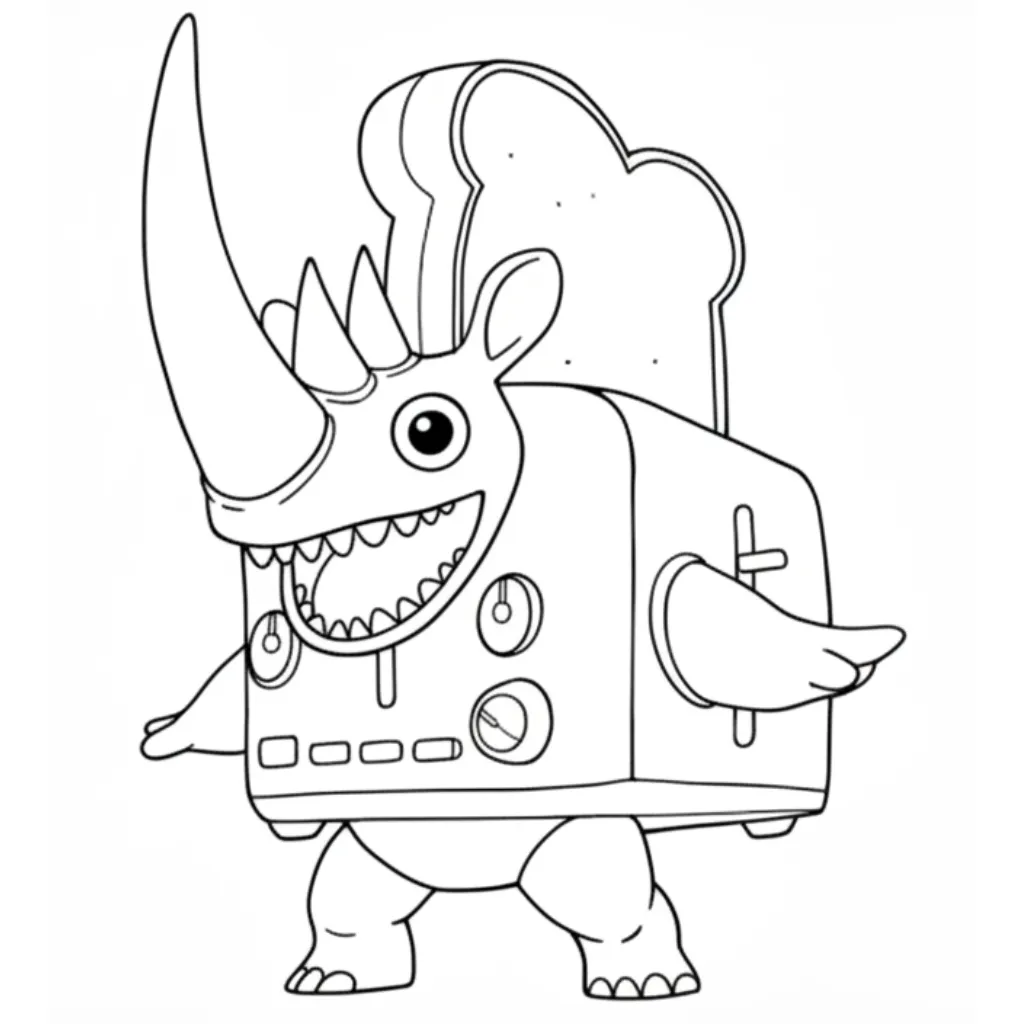 Rhino Toasterino 6 para colorear para imprimir gratis pdf