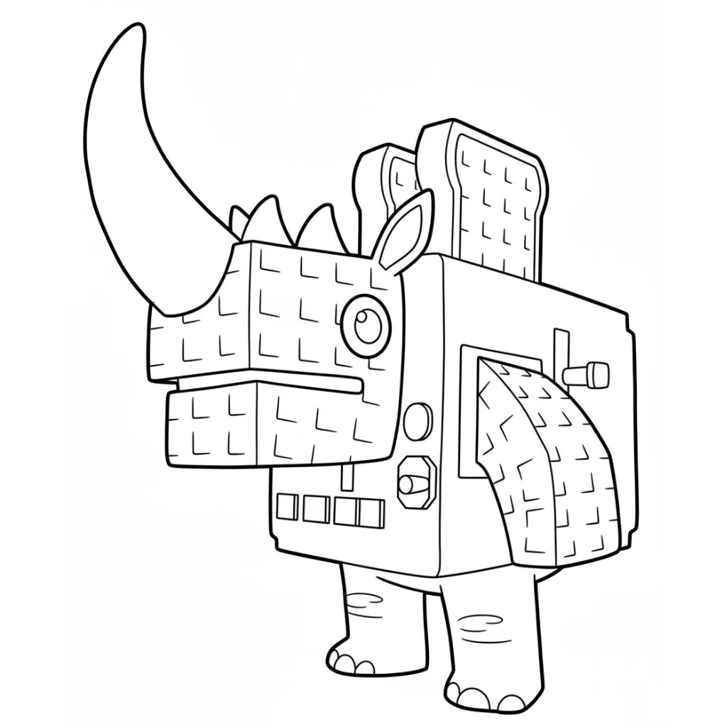 Rhino Toasterino 8 para colorear para imprimir para niño de 2 años