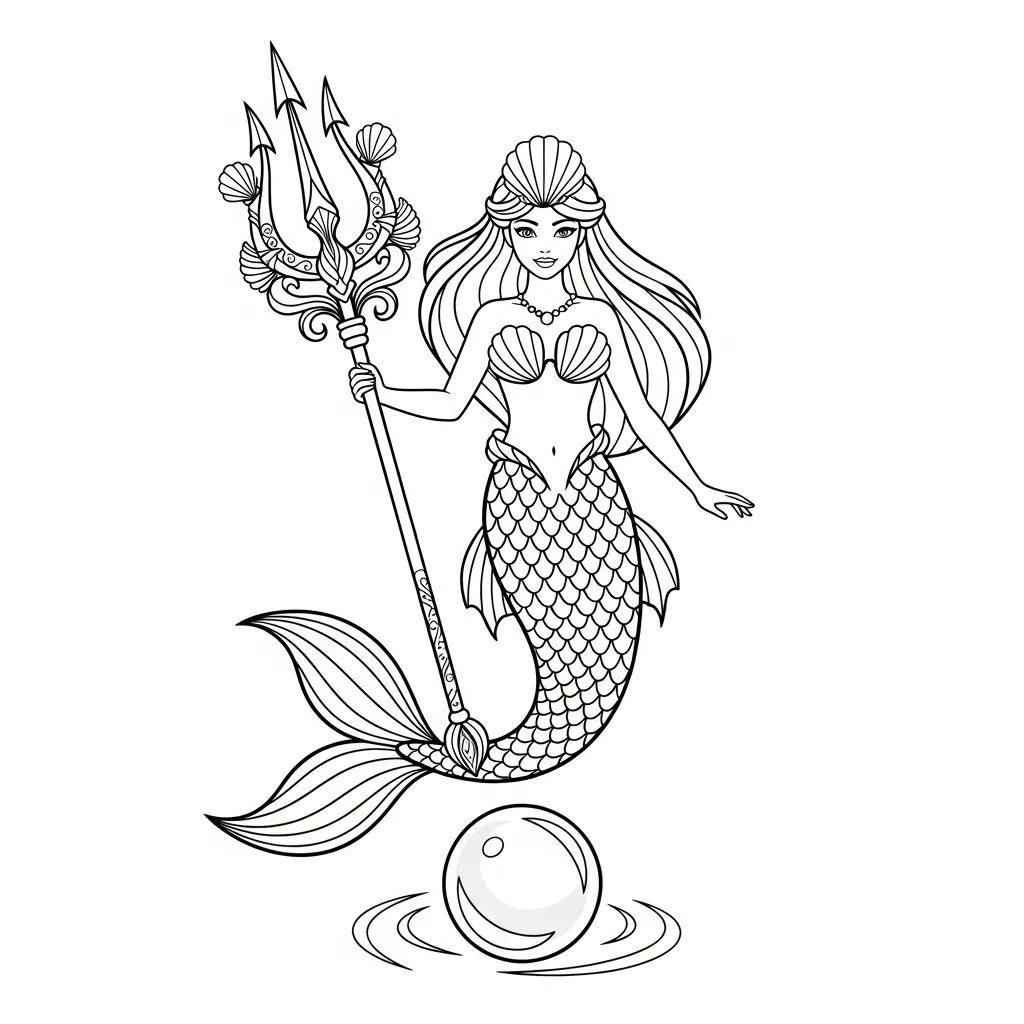 Sirena para colorear para imprimir para niño de 7 años 1