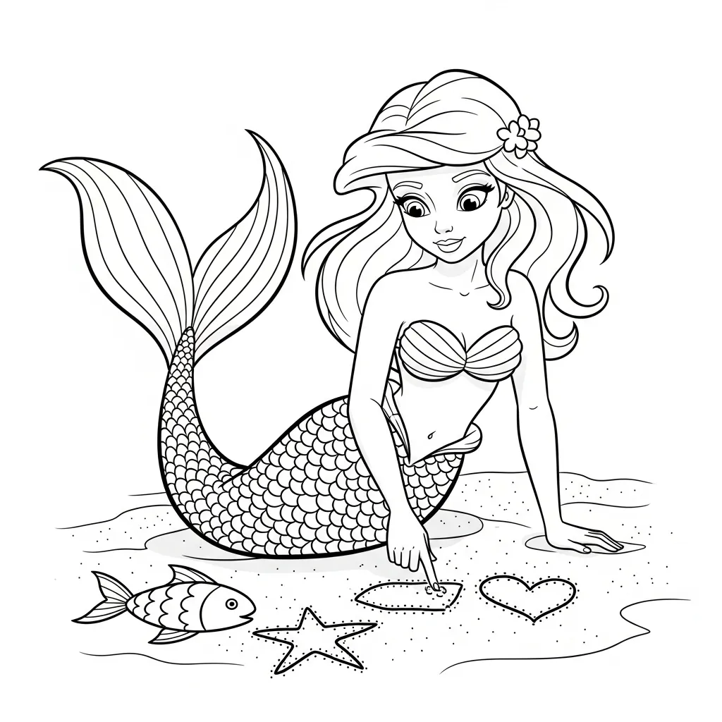 Sirena para colorear para imprimir gratis