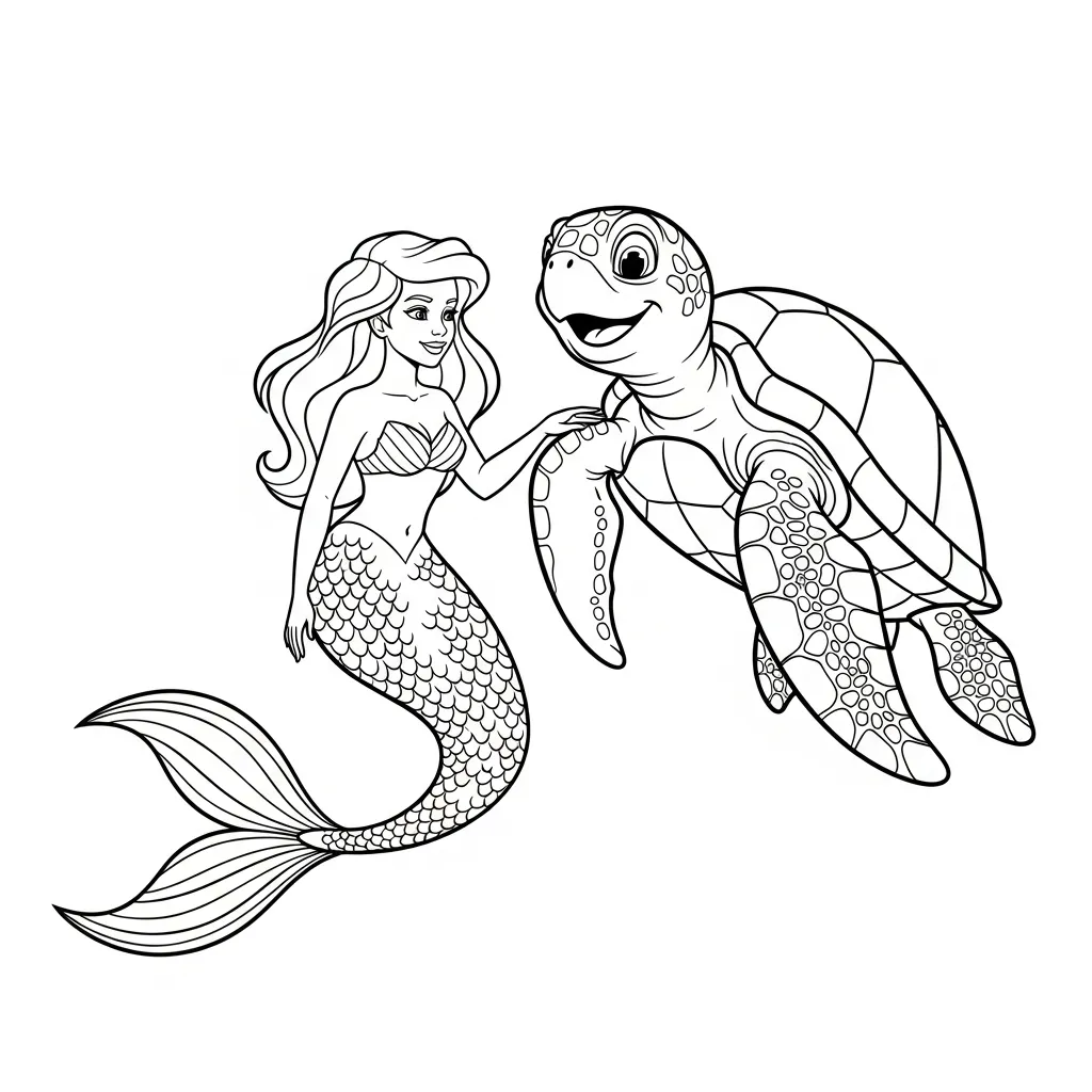 Sirena para colorear para imprimir para niño de 6 años