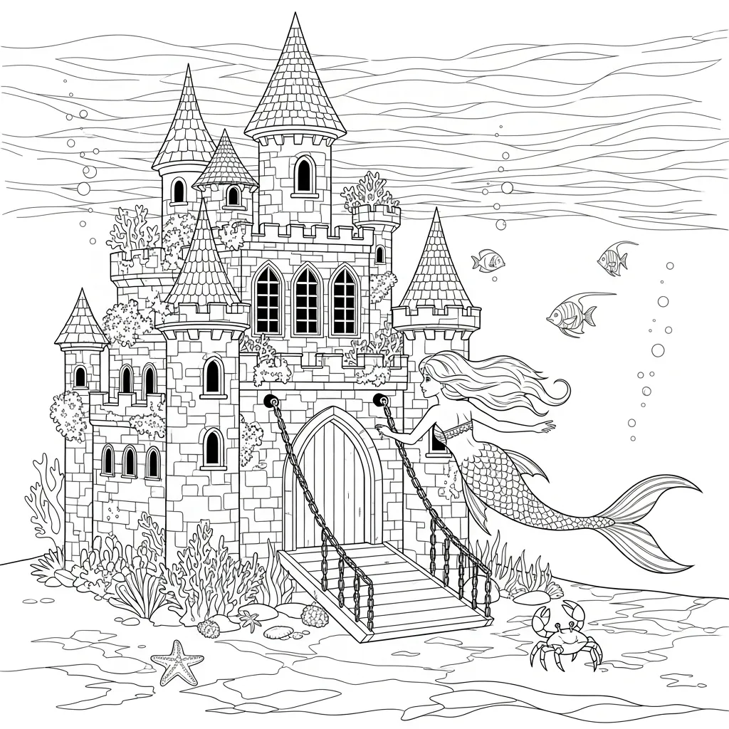 Sirena para colorear para imprimir pdf gratis