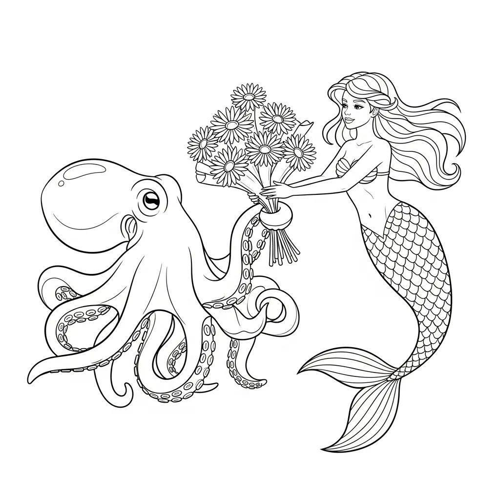 Sirena para colorear para imprimir gratis 1