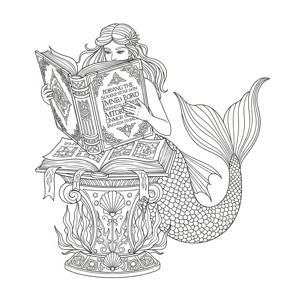 Sirena para colorear para imprimir para niño de 6 años 1