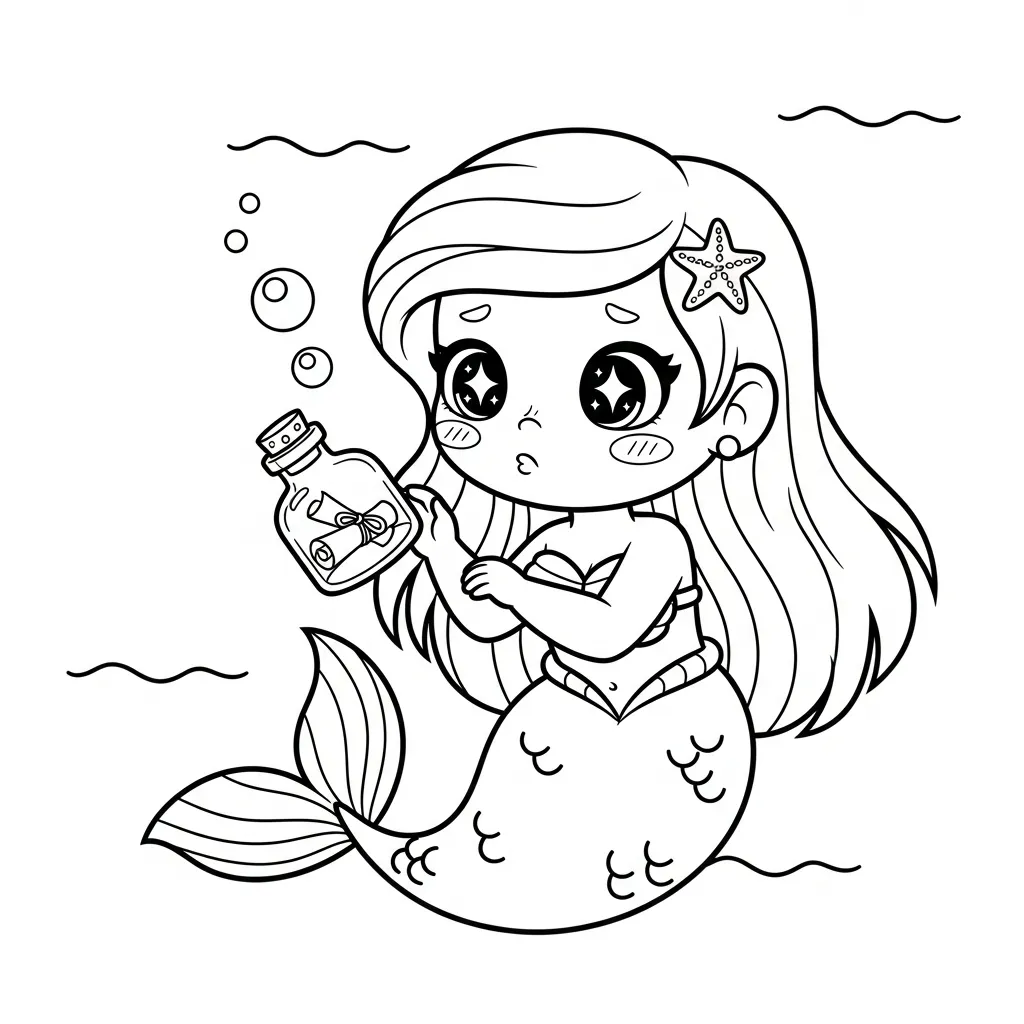 Sirena para colorear para imprimir para niño de 4 años