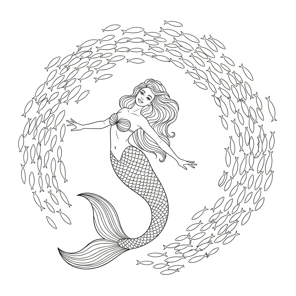 Sirena para colorear para niño de 2 años