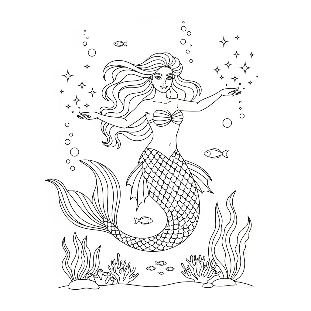 Sirena para colorear y dibujos