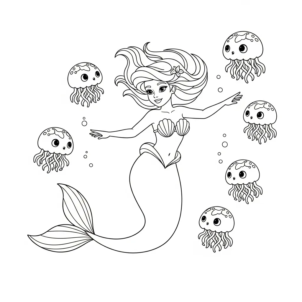 imprimir Sirena para colorear gratis 1