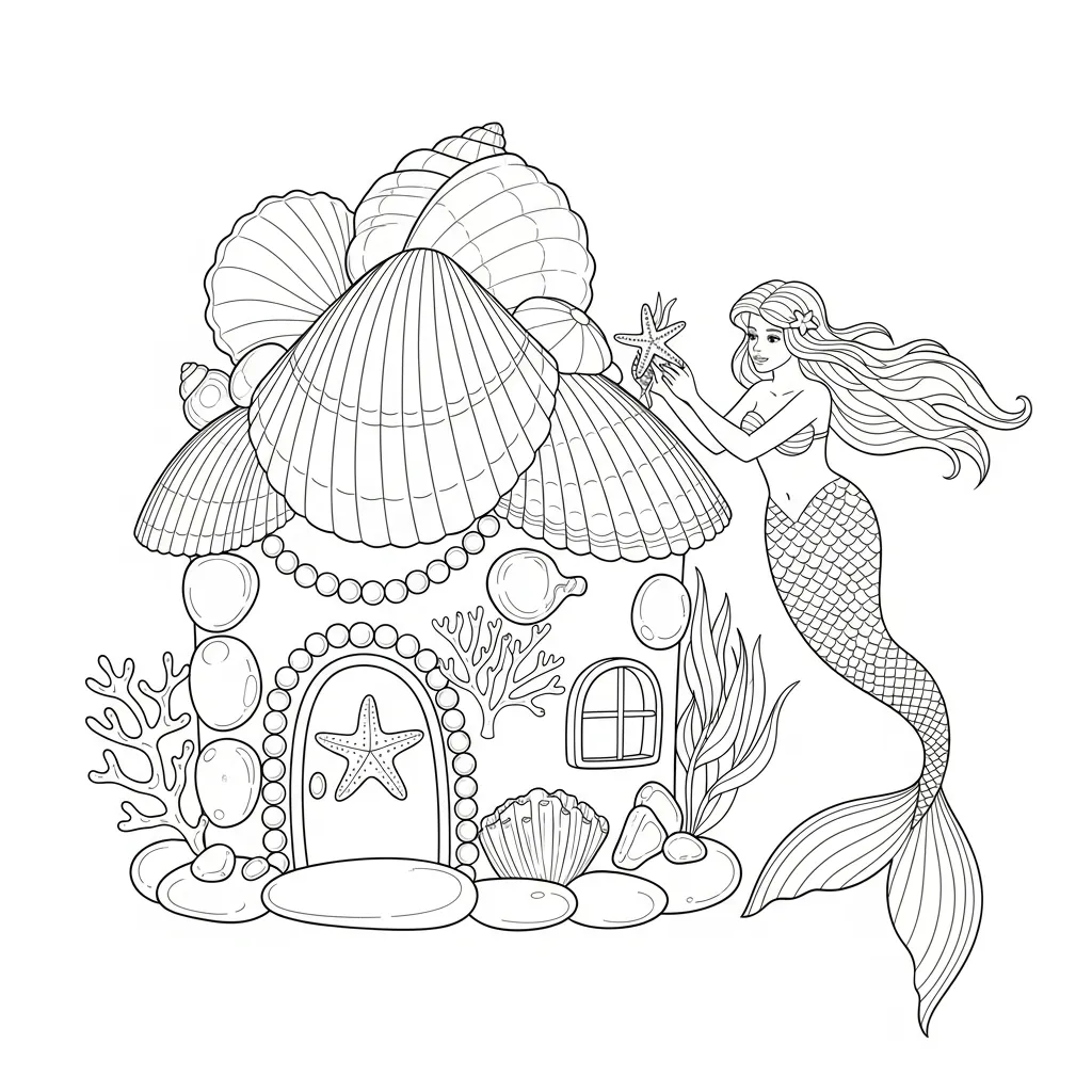 Sirena para colorear de para niños