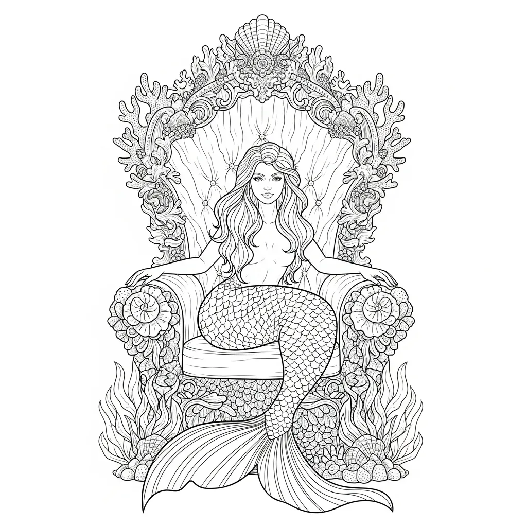 Sirena para colorear para imprimir kawaii