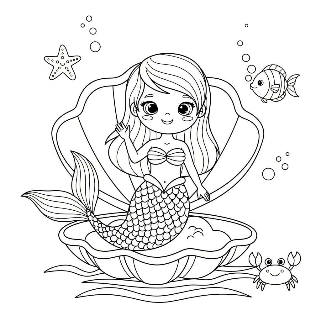 Sirena para colorear para niño de 8 años